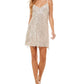 City Studios Junior's Sequined Fringe Dress Gray Size Small