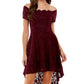 City Studios Junior's Off The Shoulder Fit & Flare Dress Purple Size 3