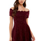 City Studios Junior's Off The Shoulder Fit & Flare Dress Purple Size 3