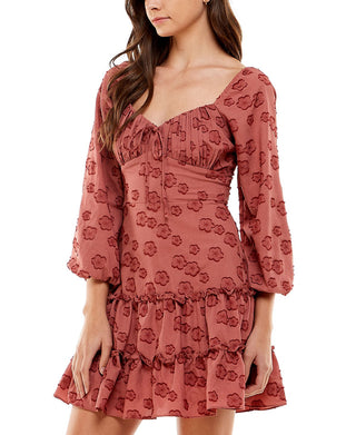 City Studios Junior's Gathered Bust Tiered Dress Red Size 11