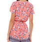 Kingston Junior's Belted Flutter Sleeve Romper Coral Multi Size Small