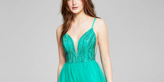 Say Yes To The Prom Women's Beaded Maxi Evening Dress Green Size 3