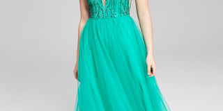 Say Yes To The Prom Women's Beaded Maxi Evening Dress Green Size 3