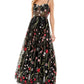 City Studios Junior's Embroidered Illusion Corset Gown Black Size 1