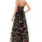 City Studios Junior's Embroidered Illusion Corset Gown Black Size 1