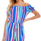 Bebop Women's Striped Off The Shoulder Romper Blue Size Medium
