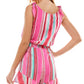 Bebop Junior's Striped Tie Shoulder Romper Pink Size X-Small
