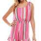 Bebop Junior's Striped Tie Shoulder Romper Pink Size Medium
