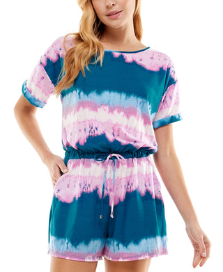 Bebop Junior's Tie Dyed Knit Romper Blue Size Medium