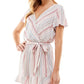 Bebop Junior's Striped Ruffle Hem Romper Pink Size Large