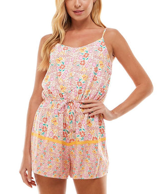 Bebop Junior's Mixed Print Romper Brown Size Small