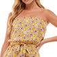 Be Bop Women's Floral Strapless Romper Yellow Size Large