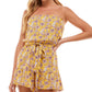 Be Bop Women's Floral Strapless Romper Yellow Size Large