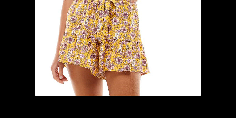 Bebop Junior's Floral Ruffled Leg Romper Yellow Size XX-Large