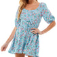Bebop Junior's Floral Elbow Sleeve Romper Blue Size X-Large
