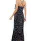 Kingston Grey Junior's Printed Crisscross Maxi Dress Black Size Medium