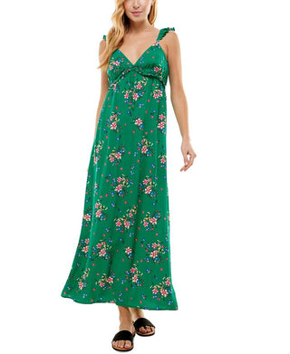 Kingston Junior's Floral Print Maxi Dress Green Size X-Small