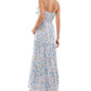 Kingston Junior's Floral Tie Front Tiered Maxi Dress Blue Size Medium