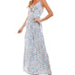 Kingston Junior's Floral Tie Front Tiered Maxi Dress Blue Size Medium