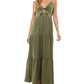 Kingston Grey Junior's Tie Front Tiered Maxi Dress Green Size XX-Large