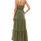 Kingston Grey Junior's Tie Front Tiered Maxi Dress Green Size XX-Large