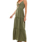 Kingston Grey Junior's Tie Front Tiered Maxi Dress Green Size XX-Large