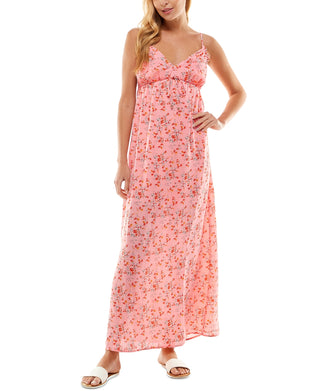 City Studios Junior's Empire Waist Maxi Dress Pink Size Small