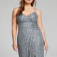 City Studios Junior's Ruched Metallic Gown Gray Size 14