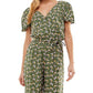Kingston Junior's Printed Tie Waist Jumpsuit Green Size Large