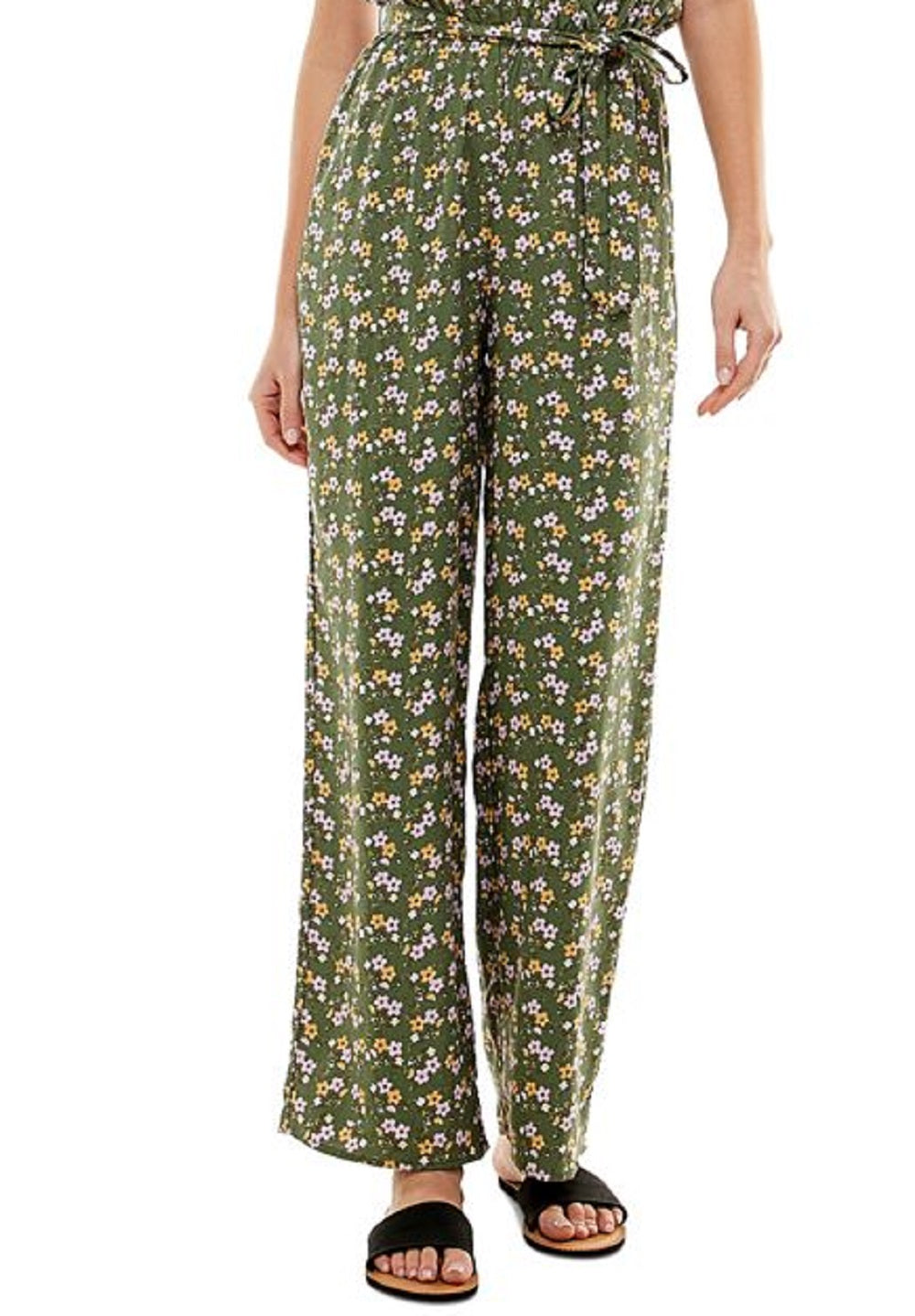 Kingston Junior's Printed Tie Waist Jumpsuit Green Size Large