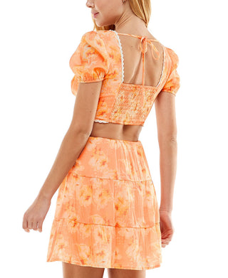 City Studios Women's Daytime Mini Sundress Orange Size Large