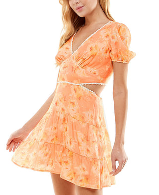 City Studios Women's Daytime Mini Sundress Orange Size Large