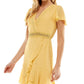 City Studios Junior's Ruffled Faux Wrap Dress Yellow Size Small