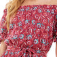 Kingston Grey Junior's Floral Print Off The Shoulder Jumpsuit Red Size Medium
