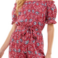 Kingston Grey Junior's Floral Print Off The Shoulder Jumpsuit Red Size Medium