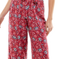 Kingston Grey Junior's Floral Print Off The Shoulder Jumpsuit Red Size Medium