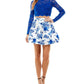 City Studios Junior's Glitter Lace & Printed Skirt 2 Pc Party Dress Blue Size 5