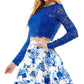City Studios Junior's Glitter Lace & Printed Skirt 2 Pc Party Dress Blue Size 5