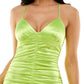 City Studios Junior's Plunge Neck Ruched Dress Yellow Size Small