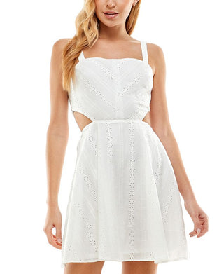 City Studios Junior's Eyelet Cutout Dress White Size 3