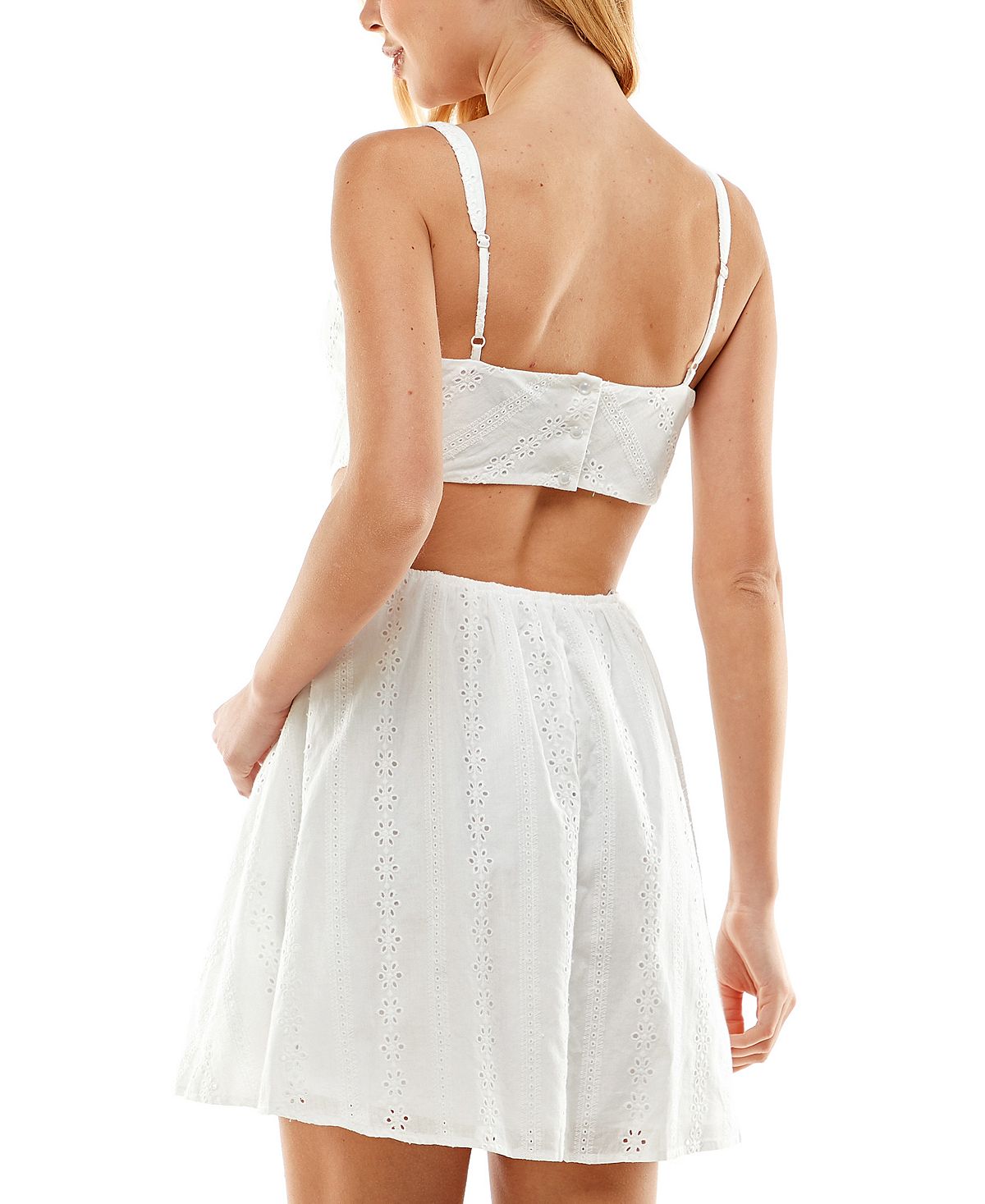 City Studios Junior's Eyelet Cutout Dress White Size 3