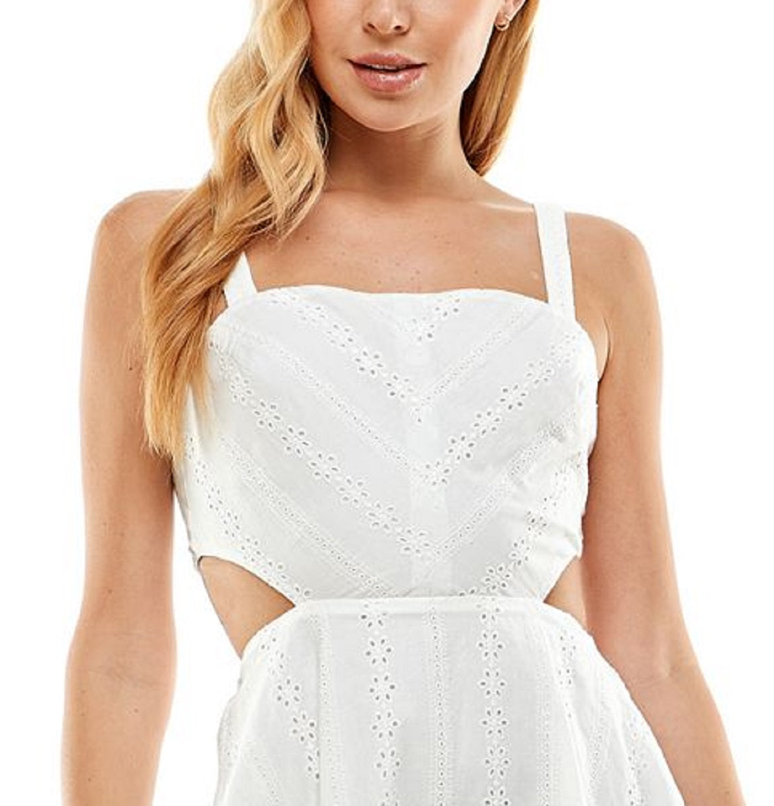 City Studios Junior's Eyelet Cutout Dress White Size 15