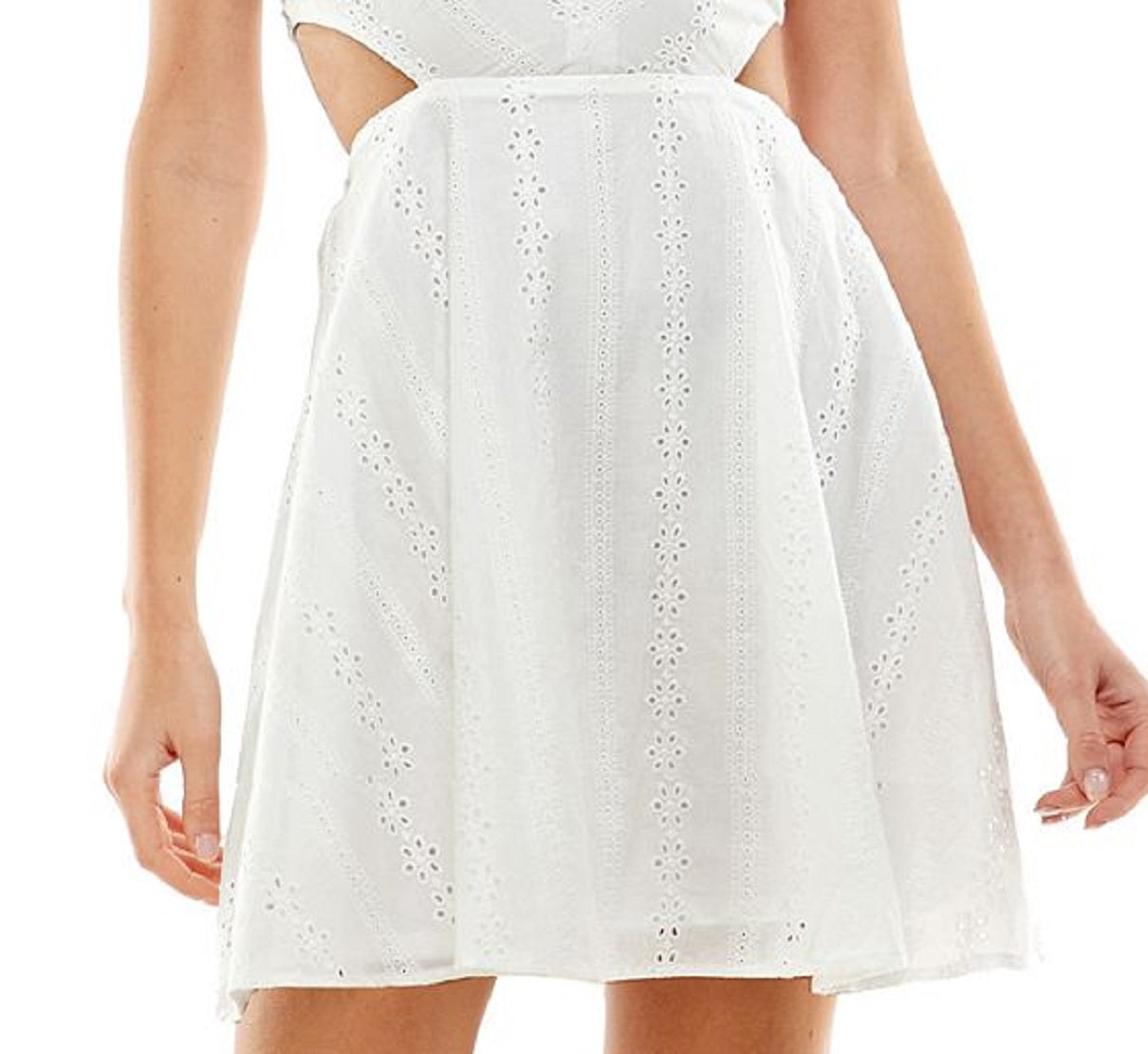 City Studios Junior's Eyelet Cutout Dress White Size 15