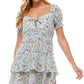 City Studios Junior's Lace Up Smocked TrimDress Blue Size Large