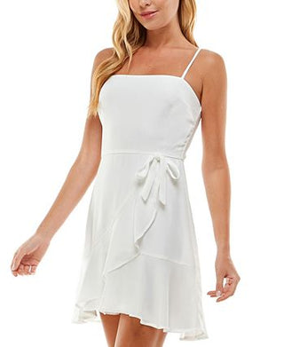 City Studios Junior's Tiered Faux Wrap Dress White Size 11