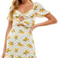 City Studios Junior's Cutout Tie Front Dress Yellow Size 1
