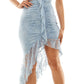 City Studios Junior's Asymmetrical Hem Lace Dress Blue Size 11