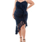 City Studios Women's Lace Sweetheart Neck Dress Blue Size 24W
