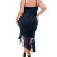 City Studios Women's Lace Sweetheart Neck Dress Blue Size 24W