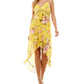 City Studios Women's Floral Printed Hi Low Midi Dress Yellow Size Large
